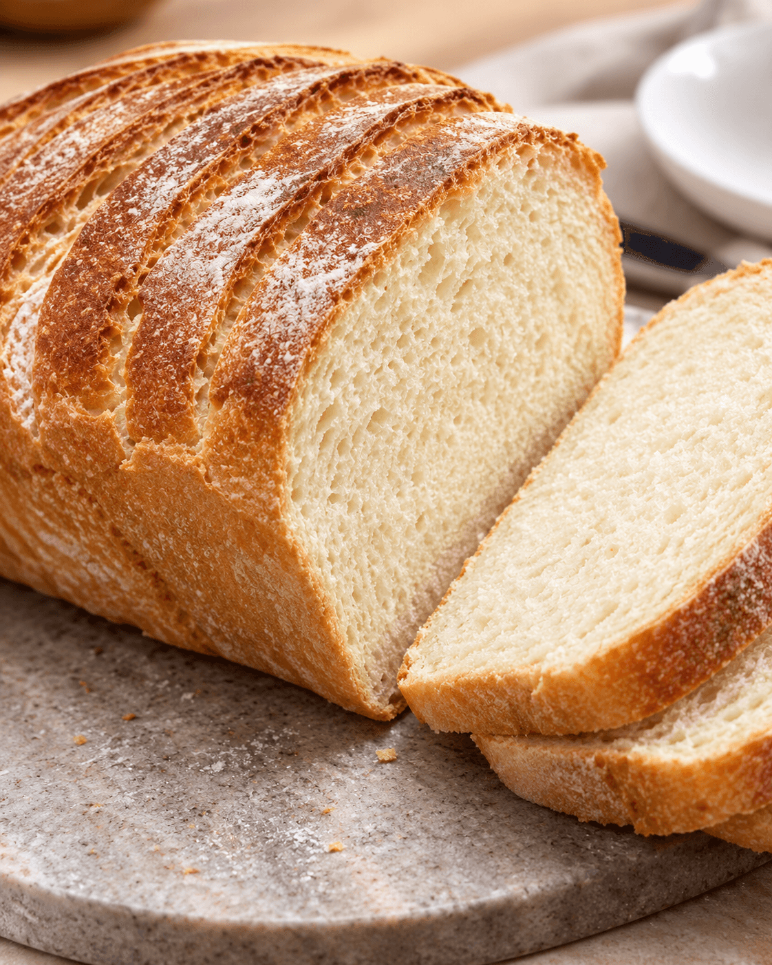 Sliced loaf of white bread